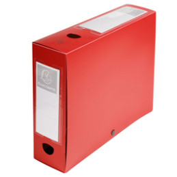 archivio box con bottone rosso f.to 25x33cm D 80mm Exacompta
