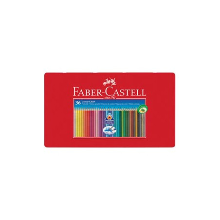 ASTUCCIO metallo 36 PASTELLI COLORATI ACQUERELLABILI Color Grip FABER CASTELL