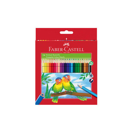 ASTUCCIO 24 PASTELLI COLORATI TRIANGOLARI ECO + TEMPERINO FABER CASTELL