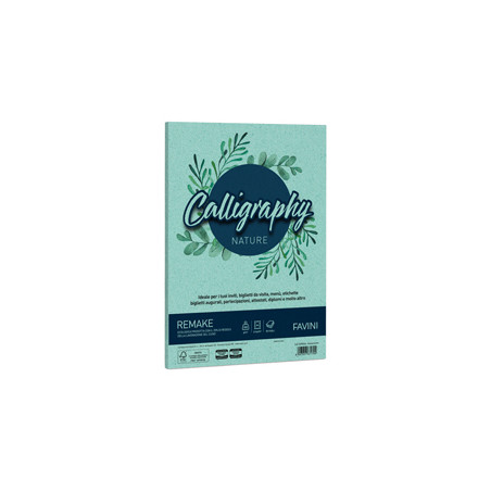 Carta Calligraphy Nature REMAKE A4 50fg 250gr acquamarina FAVINI