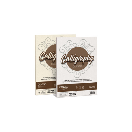 Carta CALLIGRAPHY CANVAS 200gr A4 50fg bianco 01 FAVINI