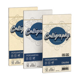 25 buste CALLIGRAPHY PERGAMENA 110x220mm 90gr perla FAVINI