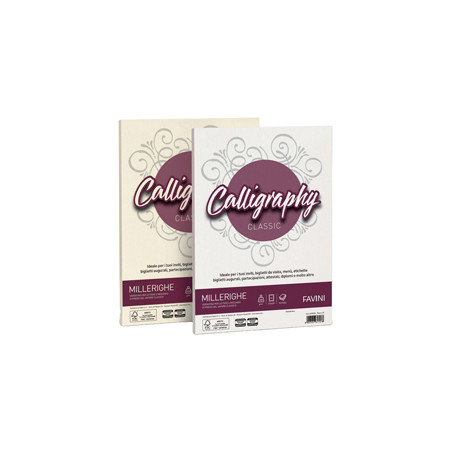 Carta CALLIGRAPHY MILLERIGHE 200gr A4 50fg bianco 01 FAVINI