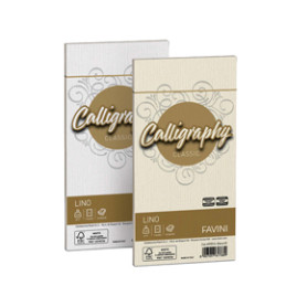 25 buste CALLIGRAPHY LINO 120gr 110x220mm bianco FAVINI