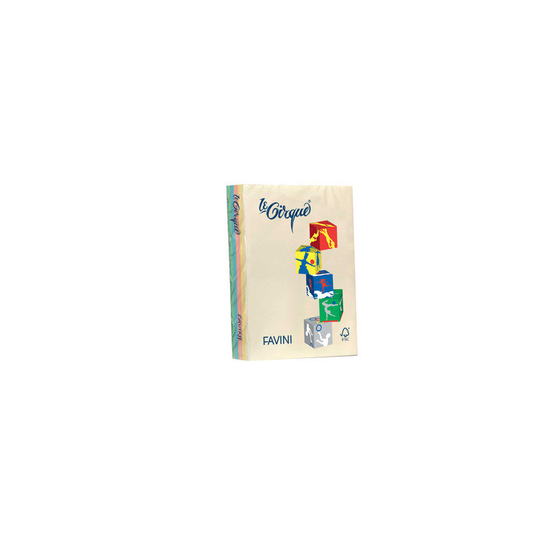 Carta LECIRQUE A4 80gr 500fg mix 5 colori pastello FAVINI