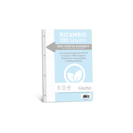 Ricambi c/rinforzo ecologico f.to A4 100gr 40fg 1 rigo Favini