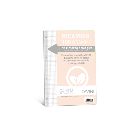 Ricambi c/rinforzo ecologico f.to A4 100gr 40fg 5mm Favini