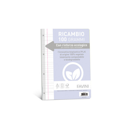 Ricambi c/rinforzo ecologico f.to A4 100gr 40fg rigo di 3a Favini