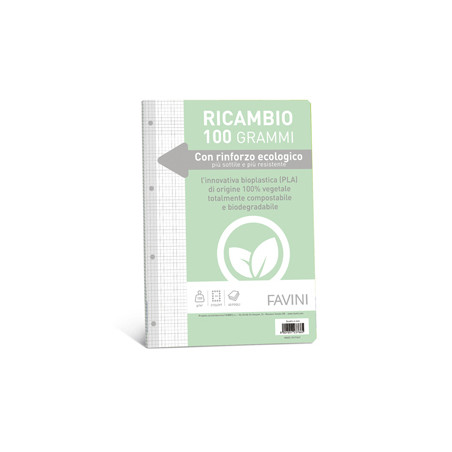 Ricambi c/rinforzo ecologico f.to A4 100gr 40fg 4mm Favini