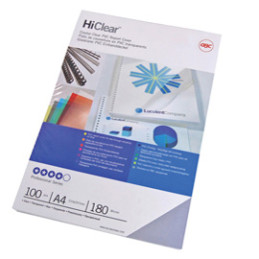 100 copertine Hi-Clear 200micron A4 neutro trasparente GBC