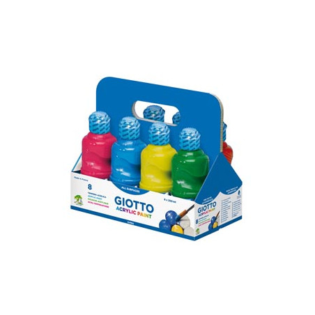 SCHOOLPACK 8 FLACONI TEMPERA PRONTA ACRILICA 250ML COLORI ASSORTITI GIOTTO