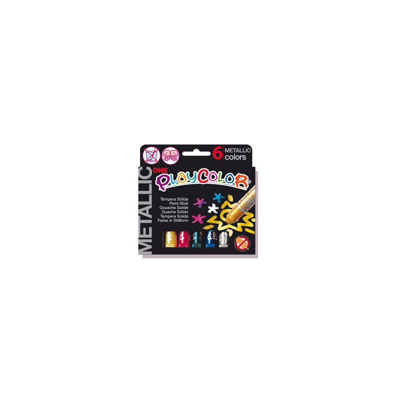 TEMPERA SOLIDA PLAYCOLOR 6 COLORI METAL in STICK da 10GR