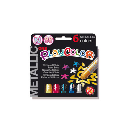 TEMPERA SOLIDA PLAYCOLOR 6 COLORI METAL in STICK da 10GR