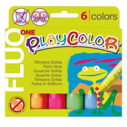 TEMPERA SOLIDA PLAYCOLOR 6 COLORI FLUO in STICK da 10GR