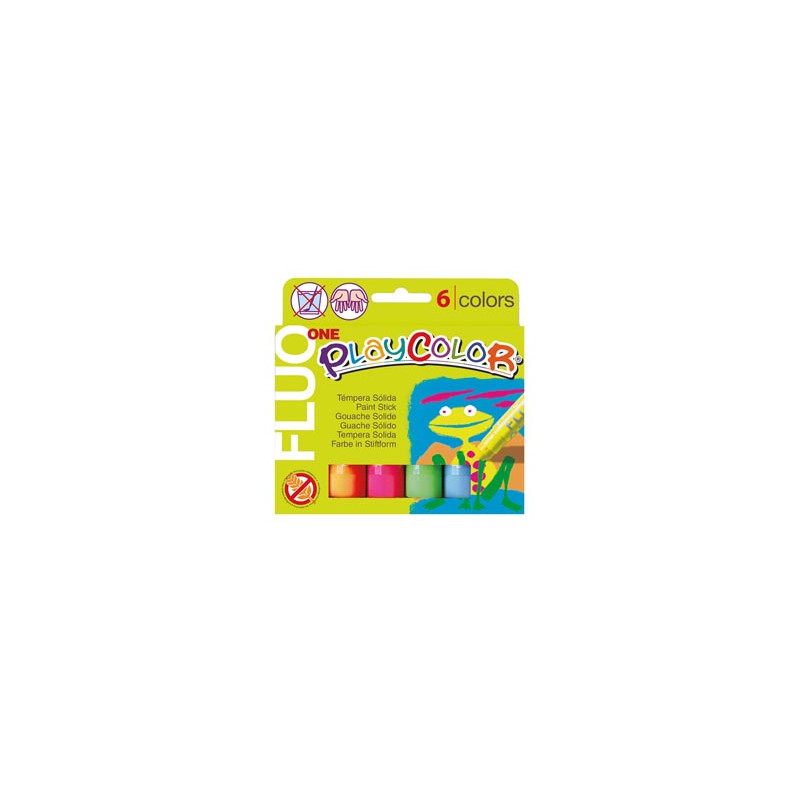 TEMPERA SOLIDA PLAYCOLOR 6 COLORI FLUO in STICK da 10GR