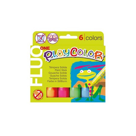 TEMPERA SOLIDA PLAYCOLOR 6 COLORI FLUO in STICK da 10GR