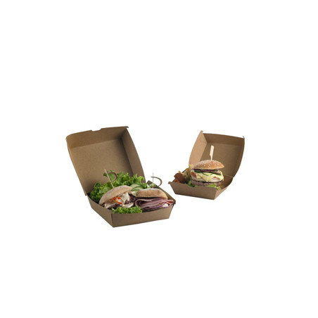 50 Scatole per hamburger in carta kraft 16x16x9cm Street Food Leone