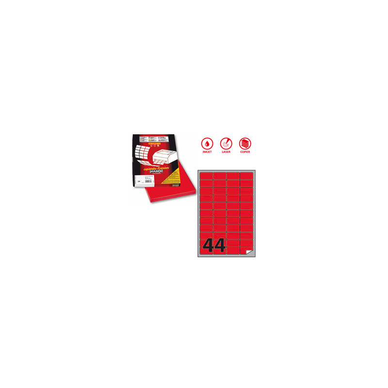 etich  adesiv. A/406 rosso fluo 100fg A4 47,5x25,5mm (44et/fg) Markin