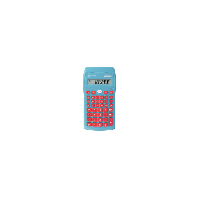 Calcolatrice scientifica OS 134/10 BeColor azzurro cielo con tasti rosso Osama