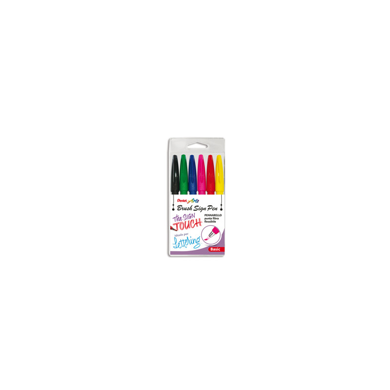 Astuccio 6 Sign Pen Brush colori assortiti Pentel