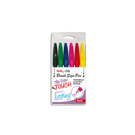 Astuccio 6 Sign Pen Brush colori assortiti Pentel