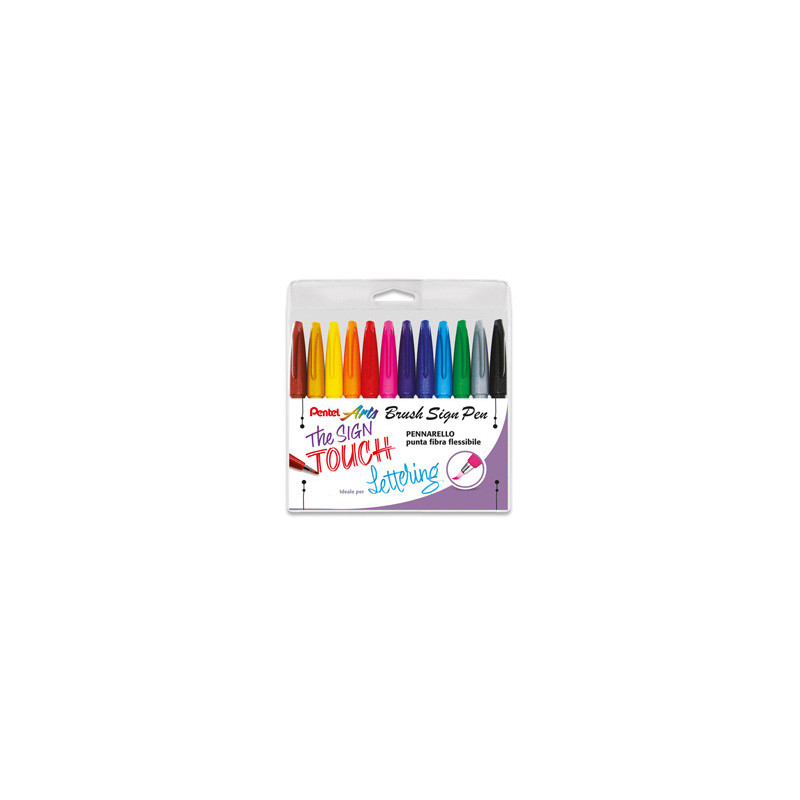 Astuccio 12 Sign Pen Brush colori assortiti Pentel