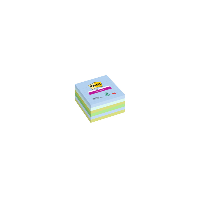 Cf. 6pz BLOC. 90fg. Post-it® Super Sticky 100x100mm righe Oasis 675-6SS-OAS