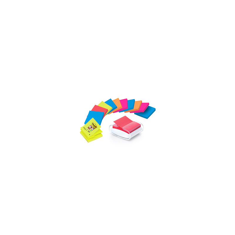 DISPENSER PRO +12 ricarche Post-it® Super Sticky Z-Notes colori ass. 76x76mm