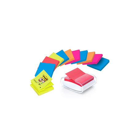 DISPENSER PRO +12 ricarche Post-it® Super Sticky Z-Notes colori ass. 76x76mm