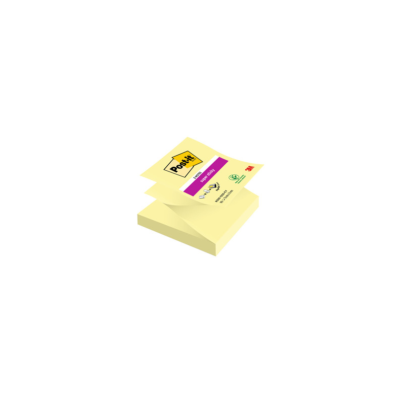 BLOC. 90foglietti Post-it® Super Sticky Z-Notes Canary™76x76mm R330-123SS-CY