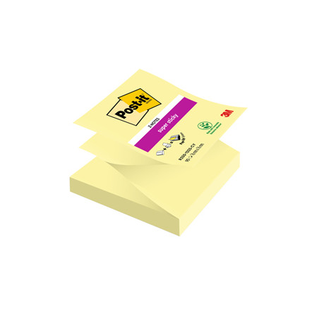 BLOC. 90foglietti Post-it® Super Sticky Z-Notes Canary™76x76mm R330-123SS-CY