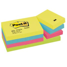 BLOC. 100foglietti Post-it® 38x51mm 653-TFEN ENERGY 72GR ASSORTITO