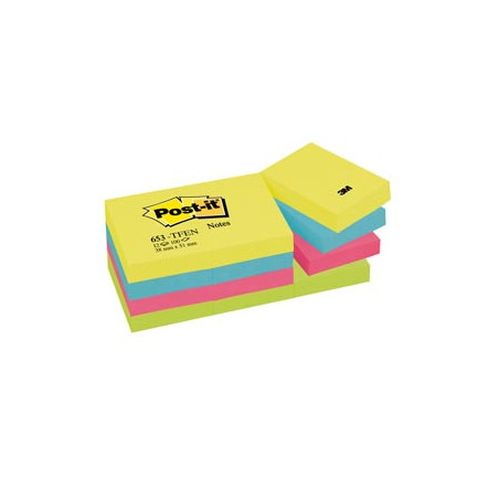 BLOC. 100foglietti Post-it® 38x51mm 653-TFEN ENERGY 72GR ASSORTITO