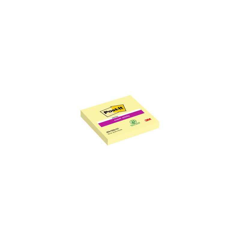 BLOC. 90foglietti Post-it® Super Sticky Giallo Canary™ 76x76mm 654-12SS-CY