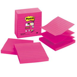 RICARICA 90foglietti Post-it® Super Sticky 101x101mm righe R440-SSFF ROSA NEON