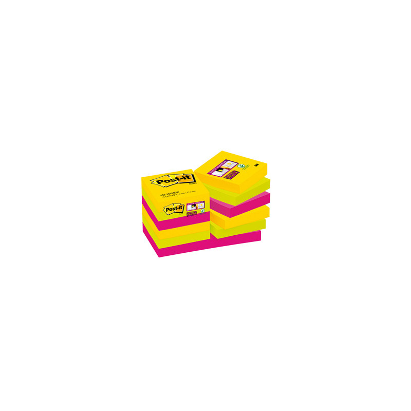 BLOC. 90foglietti Post-it® Super Sticky 47,6x47,6mm 622-12SS-RIO-EU RIO DE J