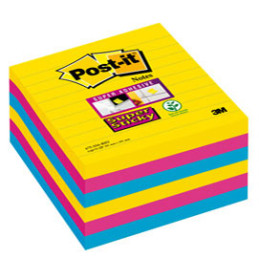 BLOC. 90foglietti Post-it® Super Sticky 101x101mm righe 675-SS6-RIO COL. RIO