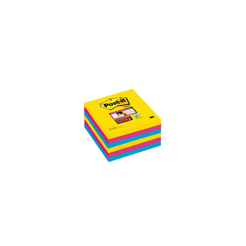 BLOC. 90foglietti Post-it® Super Sticky 101x101mm righe 675-SS6-RIO COL. RIO