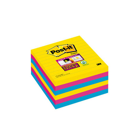 BLOC. 90foglietti Post-it® Super Sticky 101x101mm righe 675-SS6-RIO COL. RIO