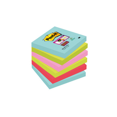 BLOC. 90foglietti Post-it® Super Sticky 76x76mm 654-6SS-MIA COLORI MIAMI