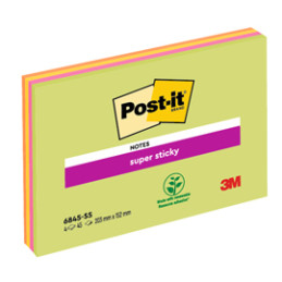 BLOC. 45foglietti Post-it® Super Sticky 203x152mm MEETING NOTE NEON 6845-SSP