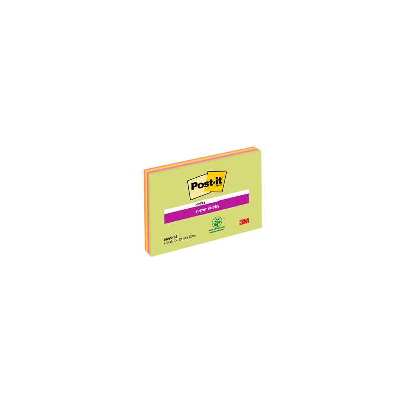 BLOC. 45foglietti Post-it® Super Sticky 203x152mm MEETING NOTE NEON 6845-SSP