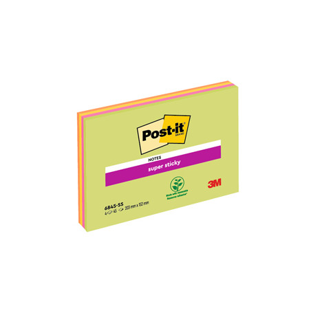 BLOC. 45foglietti Post-it® Super Sticky 203x152mm MEETING NOTE NEON 6845-SSP