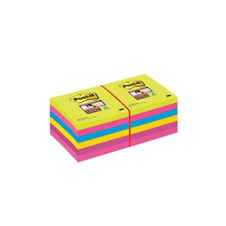 BLOC. 90foglietti Post-it® Super Sticky 76x76mm ULTRACOLOR 654-12SSUCC