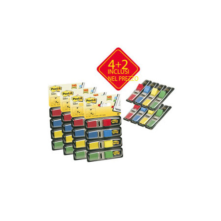 SEGNAPAGINA Post-it® PACK 4+2 BLISTER 140 INDEX MINI IN 4 COLORI CLASSICI