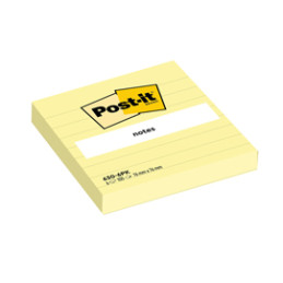 BLOC. 100fg Post-it® Giallo Canary™ 76x76mm GIALLO A RIGHE 630-6PK