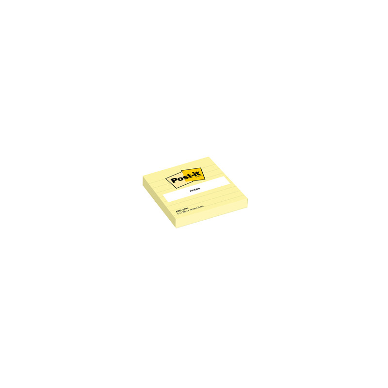 BLOC. 100fg Post-it® Giallo Canary™ 76x76mm GIALLO A RIGHE 630-6PK