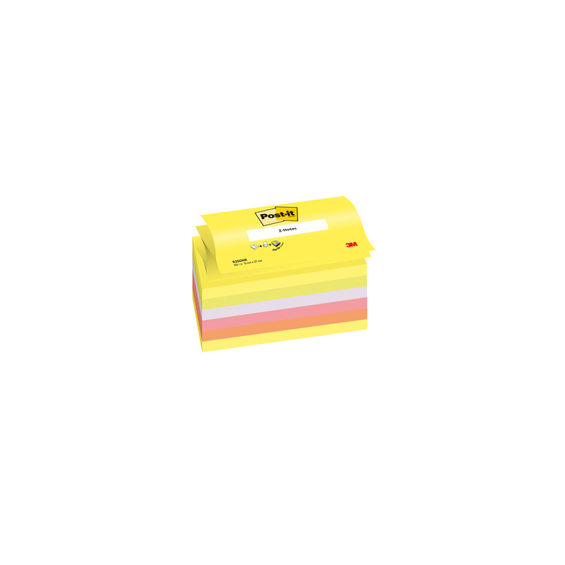 BLOC. Post-it® Super Sticky Z-Notes 76x127mm 100fg R350NR ASSORT.NEON