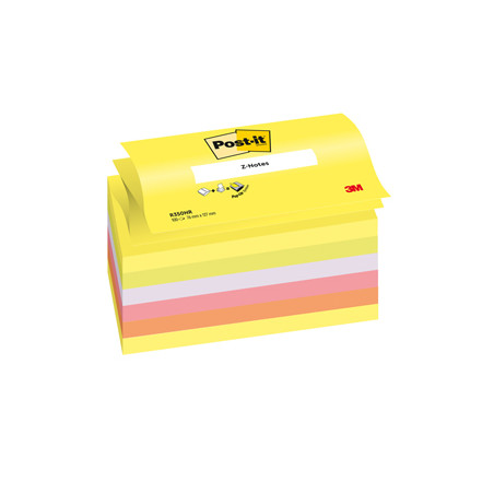 BLOC. Post-it® Super Sticky Z-Notes 76x127mm 100fg R350NR ASSORT.NEON