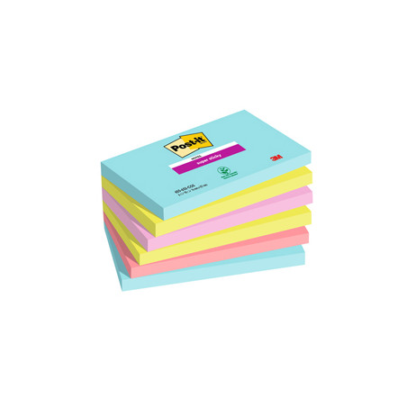 Cf. 6pz BLOC. 90foglietti Post-it® Super Sticky 76x127mm 655-6SS-COS Cosmic